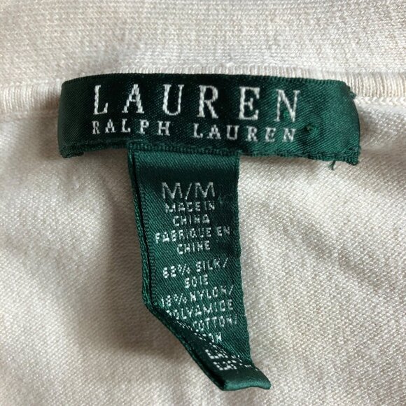 LAUREN RALPH LAUREN RUFFLE V‎ NECK SWEATER MD - Picture 6 of 6